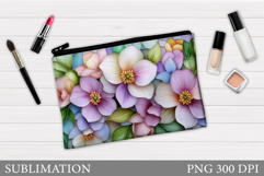 Flowers Makeup Bag Design. Floral Makeup Pouch Sublimation Product Image 1