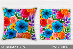 Flowers Pillow Design. Floral Pillow Sublimation Product Image 1