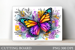 Butterfly Cutting Board. Flowers Cutting Board Sublimation Product Image 1