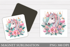 Christmas Horse Magnet. Christmas Magnet Sublimation Product Image 1