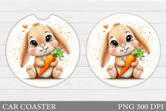 Cute Bunny Car Coaster. Bunny Sublimation Product Image 1