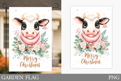 Christmas Cow Garden Flag. Christmas Garden Flag Sublimation Product Image 1