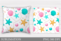 Starfish Pillow Sublimation. Seashell Pillow Design Product Image 1
