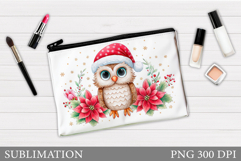 Christmas Owl Cosmetics Bag. Christmas Tree Makeup Bag Product Image 1