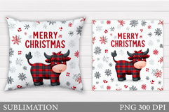 Christmas Cow Pillow Design. Christmas Pillow Sublimation Product Image 1