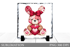 Patchwork Bunny Sublimation. Valentines Bunny Slate Design Product Image 1