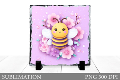 Bee Slate Sublimation. Bee Flowers Sublimation Product Image 1