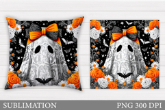 Halloween Ghost Pillow Design. Cute Ghost Sublimation Product Image 1