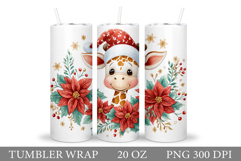 Christmas Giraffe Tumbler. Christmas Tumbler Sublimation Product Image 1