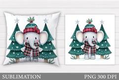 Cute Elephant Pillow Design. Christmas Pillow Sublimation Product Image 1