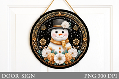 Cute Snowman Door Sign. Christmas Door Sign Sublimation Product Image 1