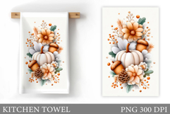 Pumpkin Kitchen Towel Design. Fall Kitchen Towel Sublimation Product Image 1