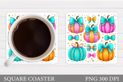 Pumpkin Coaster Design. Fall Coaster Sublimation Product Image 1