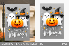 Cute Ghost Garden Flag. Cute Halloween Garden Flag Design Product Image 1