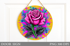 Rose Door Sign Sublimation. Flowers Door Sign Design Product Image 1
