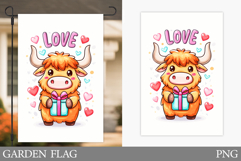 Valentines Cow Garden Flag. Valentines Garden Flag Design Product Image 1