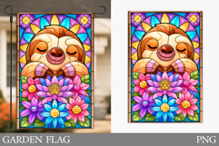 Cute Sloth Garden Flag Design. Cute Sloth Sublimation Product Image 1