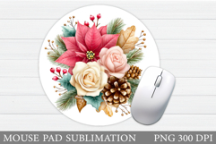 Christmas Flowers Mouse Pad. Christmas Mouse Pad Sublimation Product Image 1