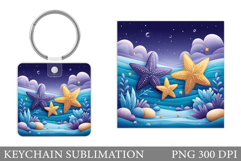 Starfish Keychain Design. Sea Keychain Sublimation Product Image 1