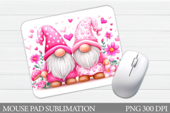 Valentines Gnome Mouse Pad. Valentines Mouse Pad Sublimation Product Image 1