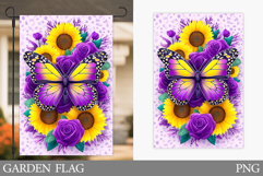 Butterfly Garden Flag Design. Roses Garden Flag Sublimation Product Image 1