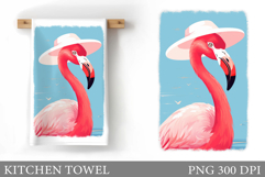 Flamingo Kitchen Towel Design. Flamingo Sublimation Product Image 1