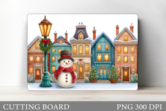 Cute Snowman Cutting Board. Winter Cutting Board Sublimation Product Image 1