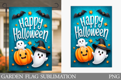 Cute Halloween Garden Flag. Cute Ghost Pumpkin Garden Flag Product Image 1