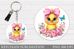 Cute Chick Keychain. Chick Keychain Sublimation Product Image 1