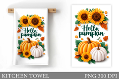 Pumpkin Kitchen Towel. Flowers Kitchen Towel Design Product Image 1