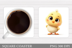 Cute Chick Coaster Design. Chick Coaster Sublimation Product Image 1