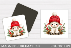 Christmas Lamb Magnet. Christmas Magnet Sublimation Product Image 1