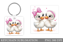 Cute Duck Keychain Design. Funny Duck Sublimation Product Image 1