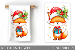 Christmas Fox Kitchen Towel. Christmas Kitchen Towel Design Product Image 1