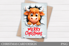Christmas Cow Card Printable. Christmas Card Design Product Image 1