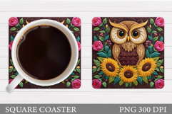 Cute Owl Coaster Design. Cute Owl Sublimation Product Image 1