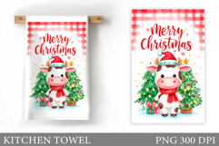 Christmas Cow Kitchen Towel. Christmas Kitchen Towel Design Product Image 1