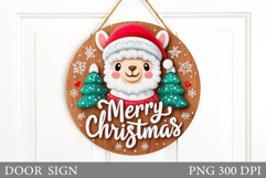 Christmas Lama Door Sign. Christmas Door Sign Sublimation Product Image 1
