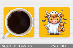 Halloween Cow Coaster Design. Halloween Coaster Sublimation Product Image 1