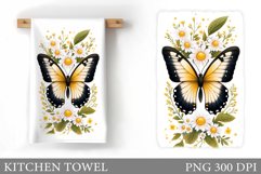 Butterfly Kitchen Towel Design. Butterfly Sublimation Product Image 1