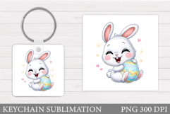 Easter Bunny Keychain Sublimation. Easter Keychain Design Product Image 1