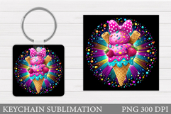 Ice Cream Keychain Design. Summer Keychain Sublimation Product Image 1