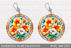 Flowers Earring Design. Floral Earring Sublimation Product Image 1