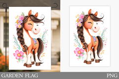 Cute Horse Garden Flag. Summer Garden Flag Sublimation Product Image 1