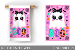 Cute Ghost Kitchen Towel. Halloween Kitchen Towel Design Product Image 1