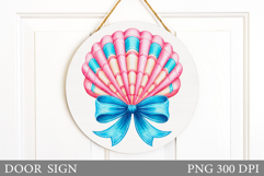 Seashell Door Sign Sublimation. Summer Door Sign Design Product Image 1