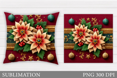 Poinsettia Pillow Sublimation. Flowers Pillow Design Product Image 1