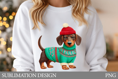 Christmas Dog T-Shirt Design. Christmas Sublimation Product Image 1