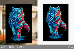 Patriotic Wolf Garden Flag. Patriotic Garden Flag Design Product Image 1
