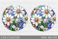Wildflowers Car Coaster Sublimation. Flowers Car Coaster Product Image 1